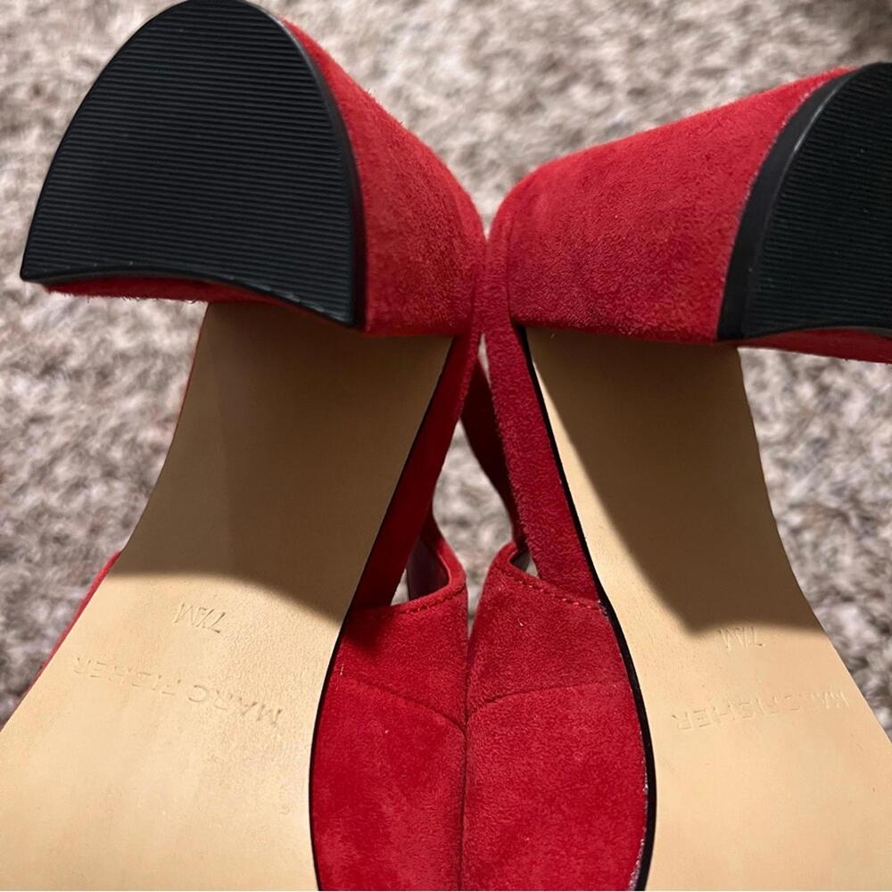 Marc Fisher Red Suede Women's Slingback Heels - Picture 4 of 4